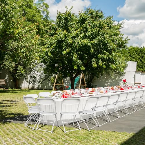 8-Pack Stackable Plastic Folding Chairs with Steel Frame, White, Set of 8 U233