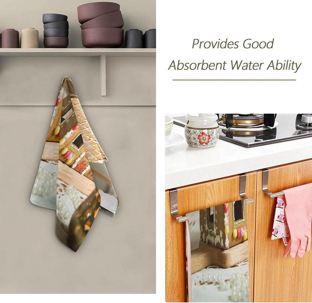 Gingerbread House Hand Towels 2 Pack, Ultra Soft Highly Absorbent Decorative Fingertip Face Towel 28x15in M345