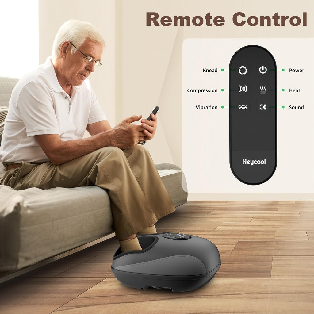 Electric Foot Massager with Heat, Deep Kneading, Compression, Vibration, Remote Control I2521