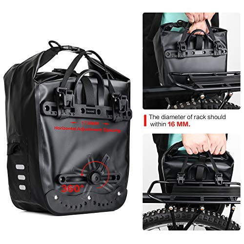 Black 20L Waterproof Bicycle Pannier Rear Seat Bag X14759