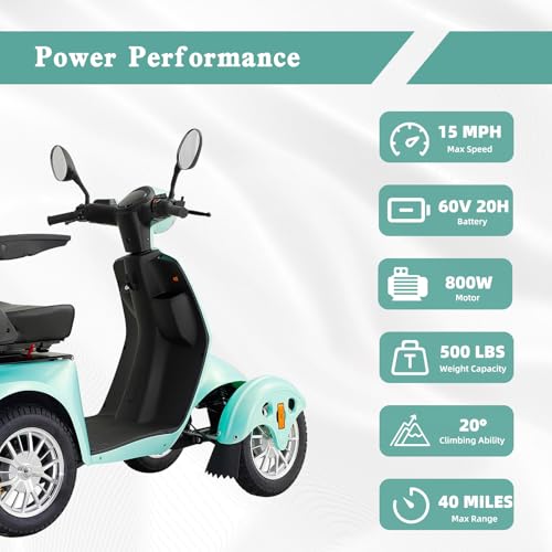 800W Heavy Duty All Terrain Motorized Scooter with Seats (Red) E4040