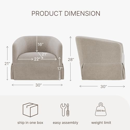 Cream White Linen Fabric Swivel Accent Chair Set of 2 E4491
