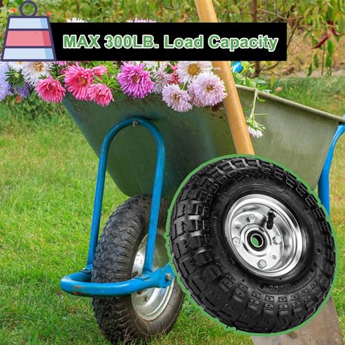 (2 Pack) 4.10/3.50-4 Tire and Wheel - 10 Inch Heavy Duty Pneumatic Tire with 5/8" Bearings and 2.2" Offset Hub H526068