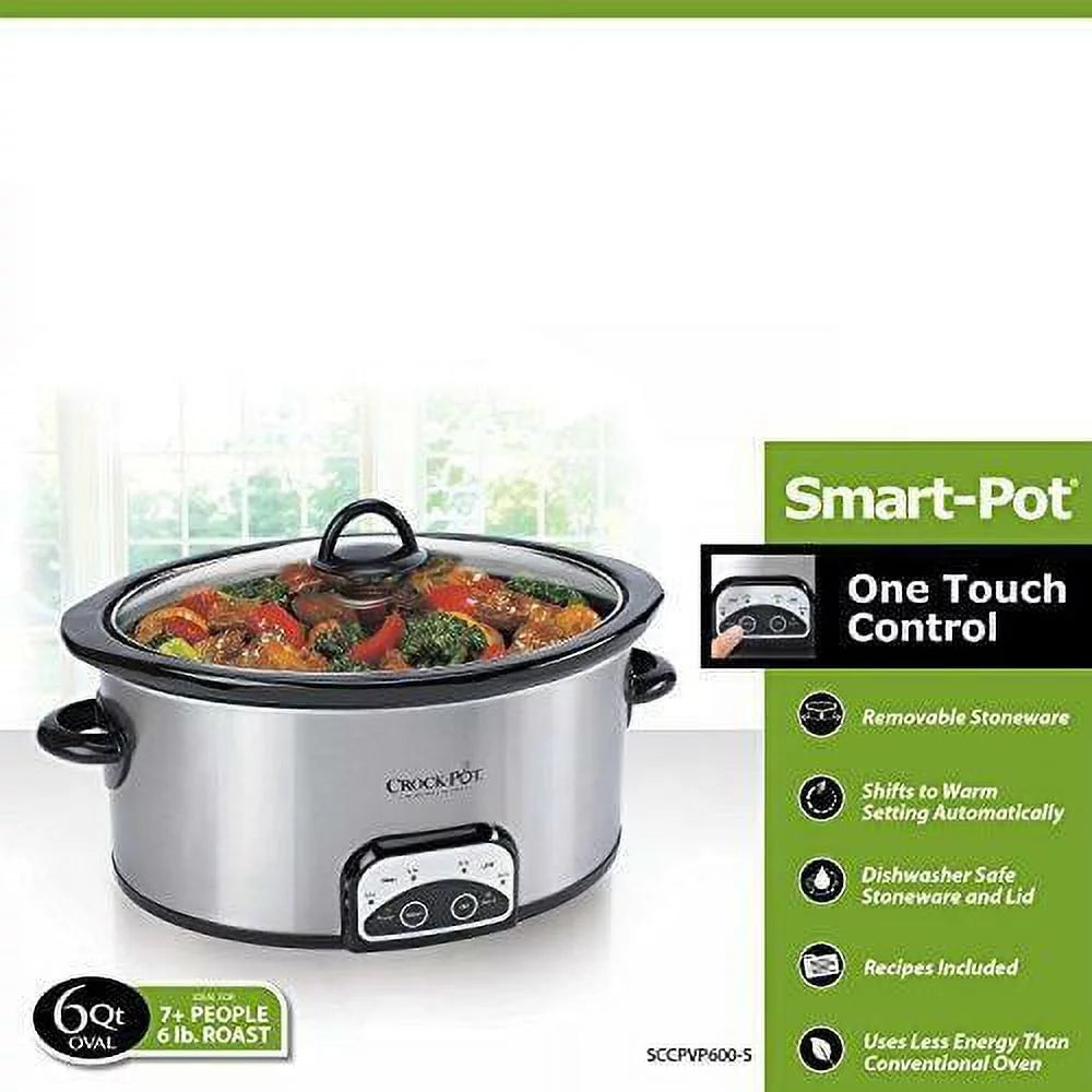 6 Quart Brushed Stainless Steel Slow Cooker Y249323