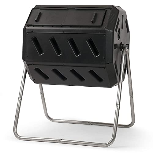 Black 37 Gallon Dual Chamber Tumbling Composter K341813