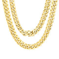 14k Yellow Gold 9mm Thick Miami Cuban Link Chain Necklace S5020