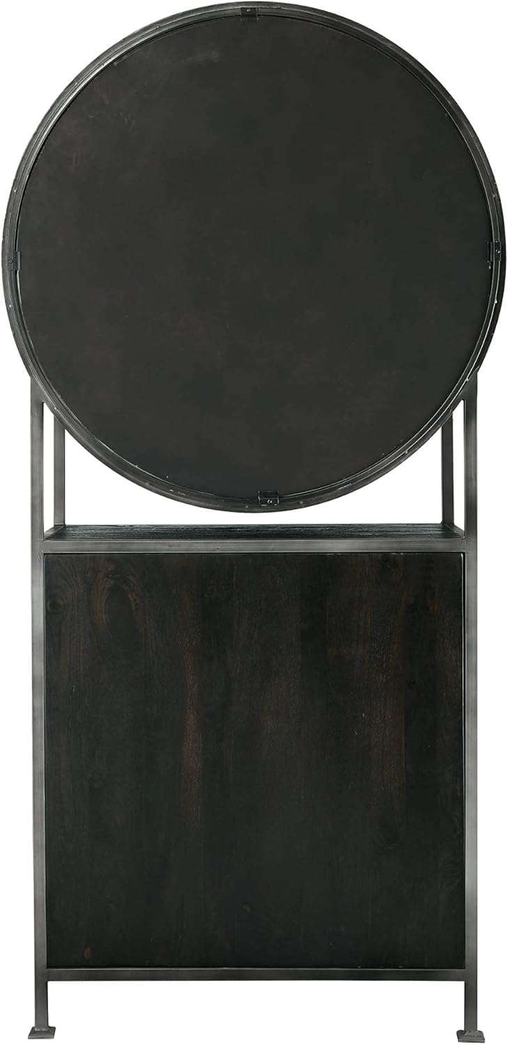 Aged Mocha Wine & Bar Cabinet with Metal Frame and 19-Bottle Wine Rack E46664