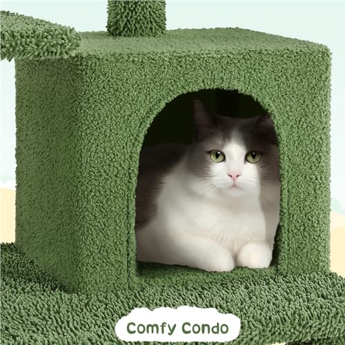 63" H Multi-Level Cat Tree with Sisal-Covered Scratching Posts & Condo & Hammock H844568