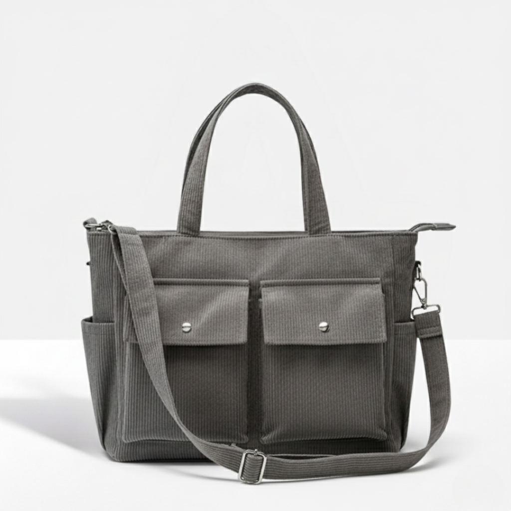 Smart-Pockets Corduroy Tote