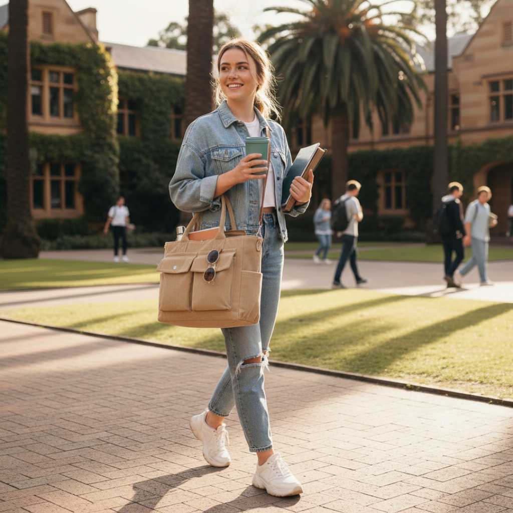 Smart-Pockets Corduroy Tote